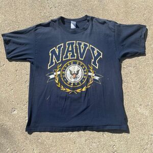 Vintage United States Navy Big Graphic Shirt Tee Size XL Retro Distressed
